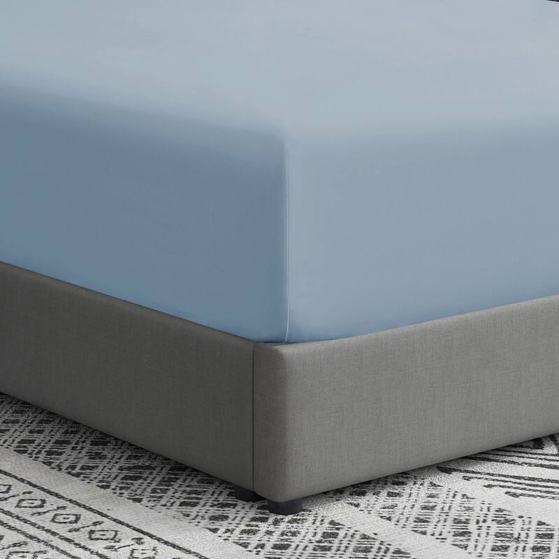 Swift Home Double Brushed Microfiber 18-21-Inch Extra-Deep Pocket Single Fitted Sheet - Queen - Blue Fog
