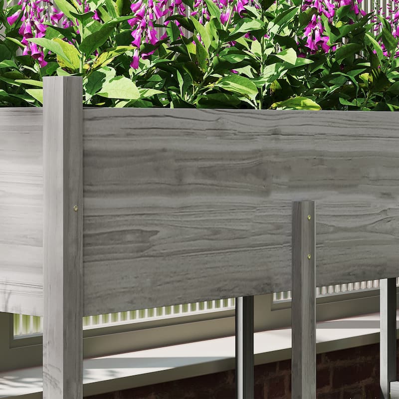 Outsunny Wooden Raised Garden Bed with Bed Liner and Drain Holes, Large Elevated Planter Box with Legs