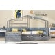 preview thumbnail 6 of 15, Gray Double Twin L-Shaped House Platform Bed with Drawers and Guardrail
