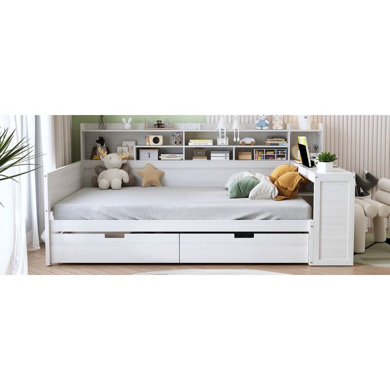 Full Daybed with Desk & Drawers