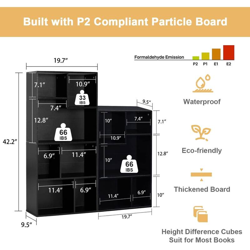 VECELO Wide Wood Organizer Bookcase Sets