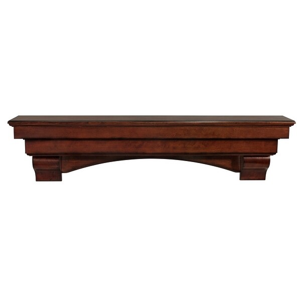60" Brown Shelf or Mantel Shelf with Cherry Distressed Finish - N/A
