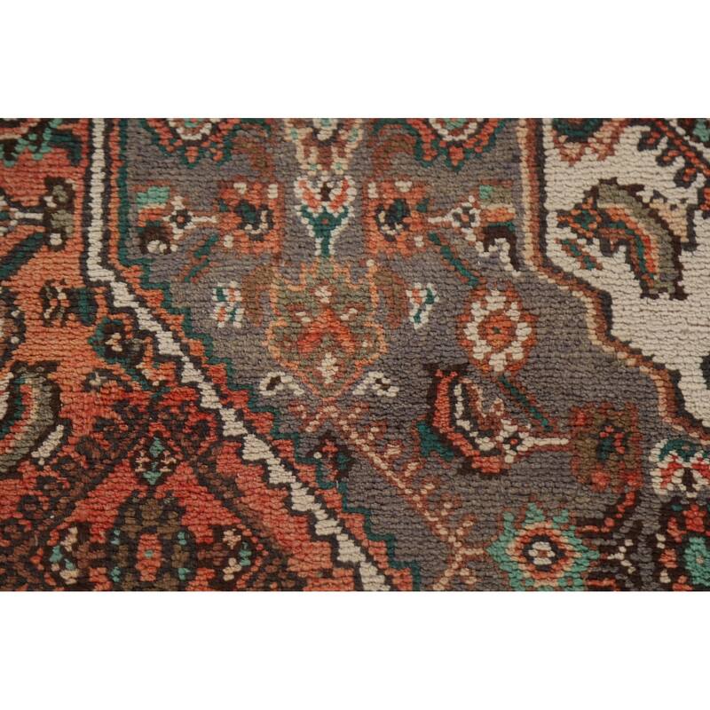 Hand Knotted Oriental 100% Wool Carpet Traditional Medallion Red Hamedan Area Rug - 9' 0'' X 5' 8''
