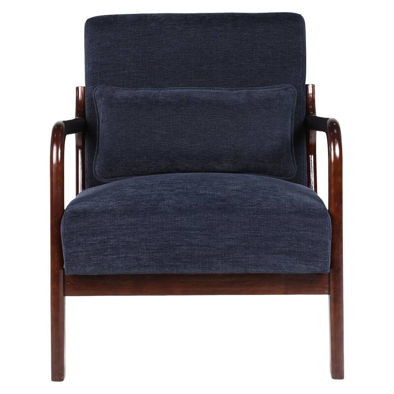 Mid Century Modern Armchair, Accent Chair with Solid Wood Frame and Detachable Lumbar Pillow for Living Room