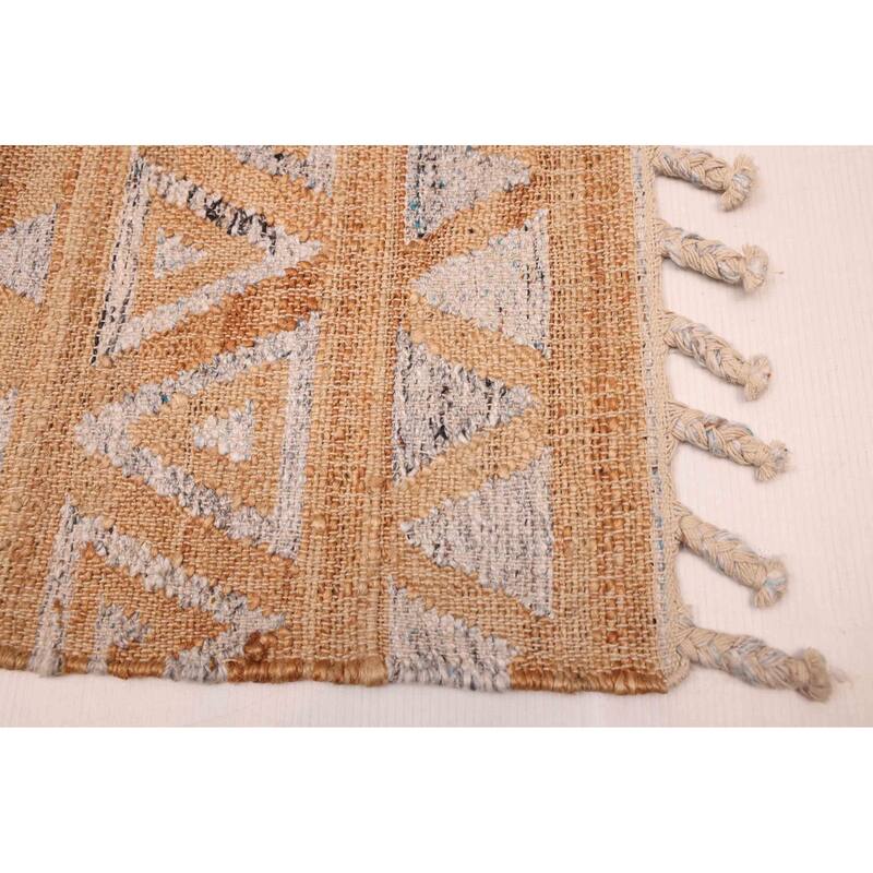 ECARPETGALLERY Flat-Weave Palas Denizli Tan Jute, Rayon Kilim - 5'6 x 7'5
