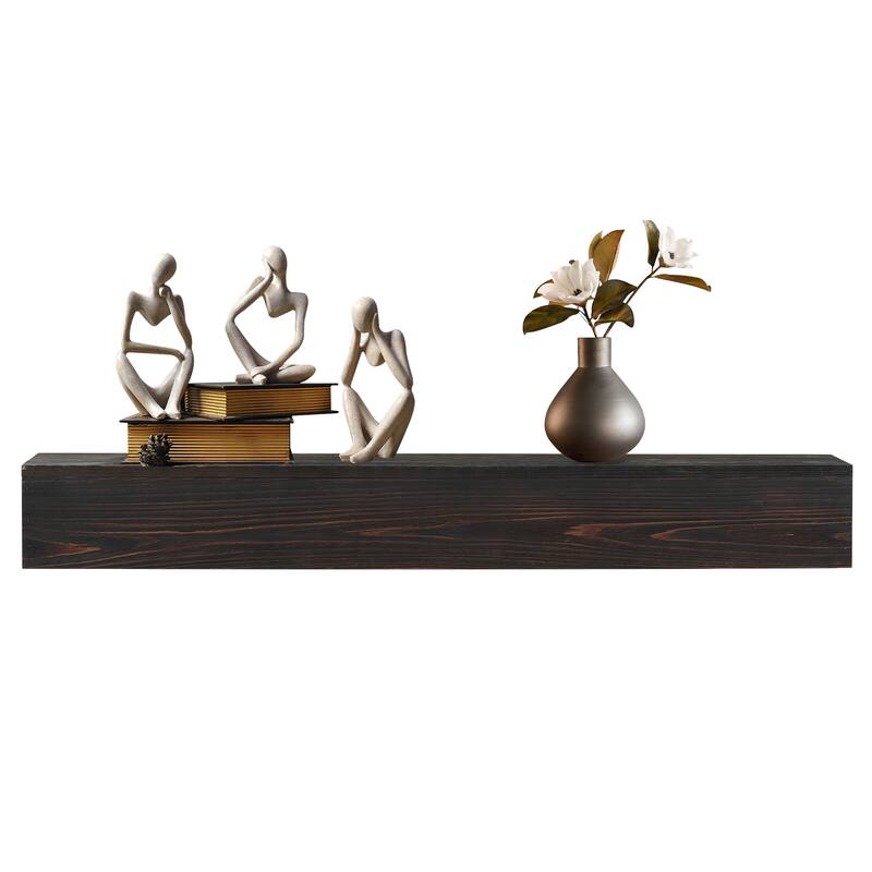 Home Decor Rustic Solid Wood Decorative Wall Shelf, Fireplace Mantel - 60 in. - Espresso