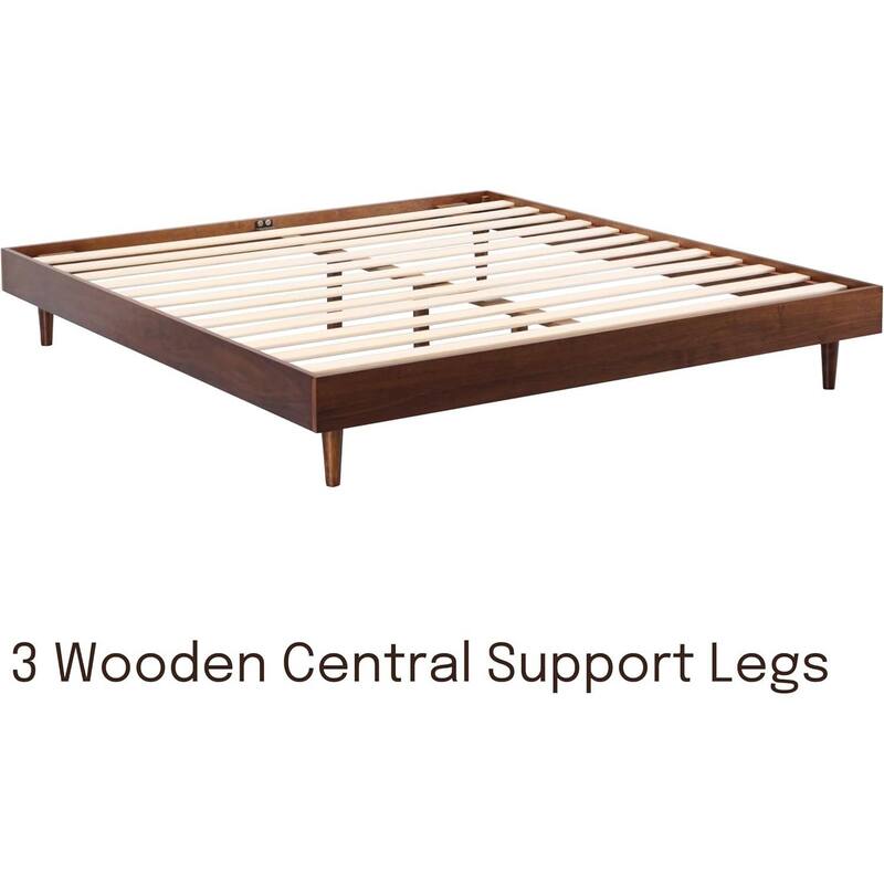 Modern Wooden Platform Bed Frame with Floating Design