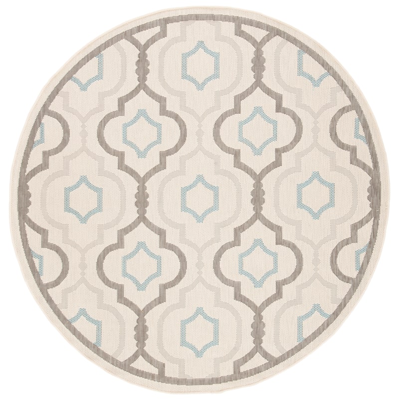 SAFAVIEH Courtyard Oyvor Indoor/ Outdoor Waterproof Patio Backyard Rug - 7'10" Round - Beige/Dark Beige