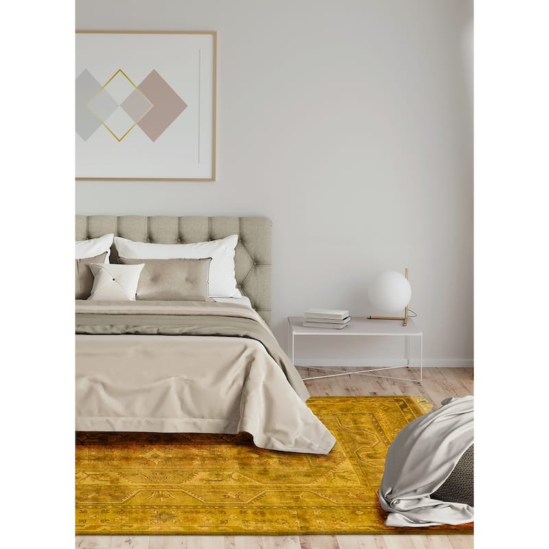 ECARPETGALLERY Hand-knotted Color Transition Dark Gold Wool Rug - 6'11 x 10'0