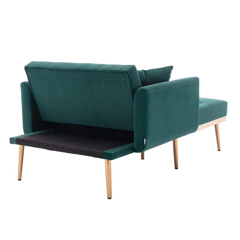 Velvet Upholstered Tufted Living Room Sleeper Sofa Chair With Rose Golden feet