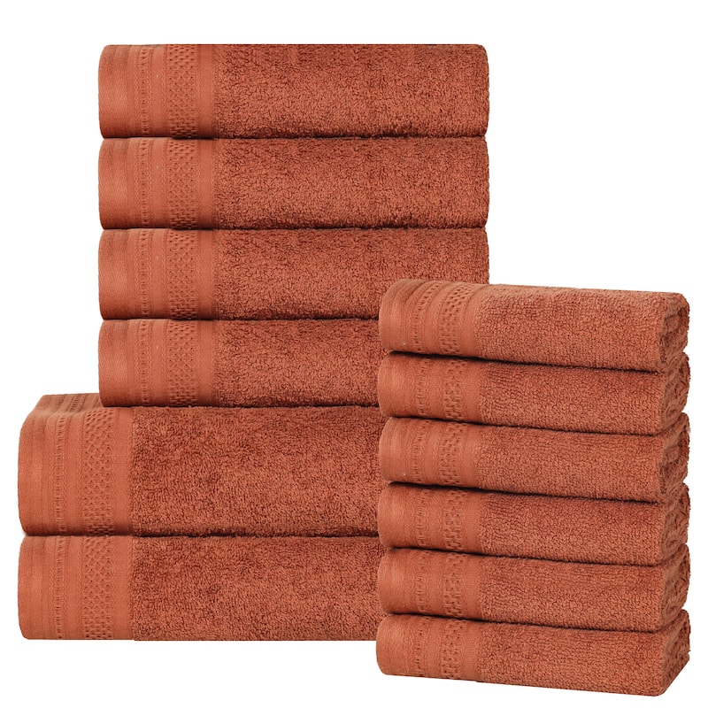 Superior Honeycomb Textured Border Cotton Medium Weight 12 Piece Towel Set