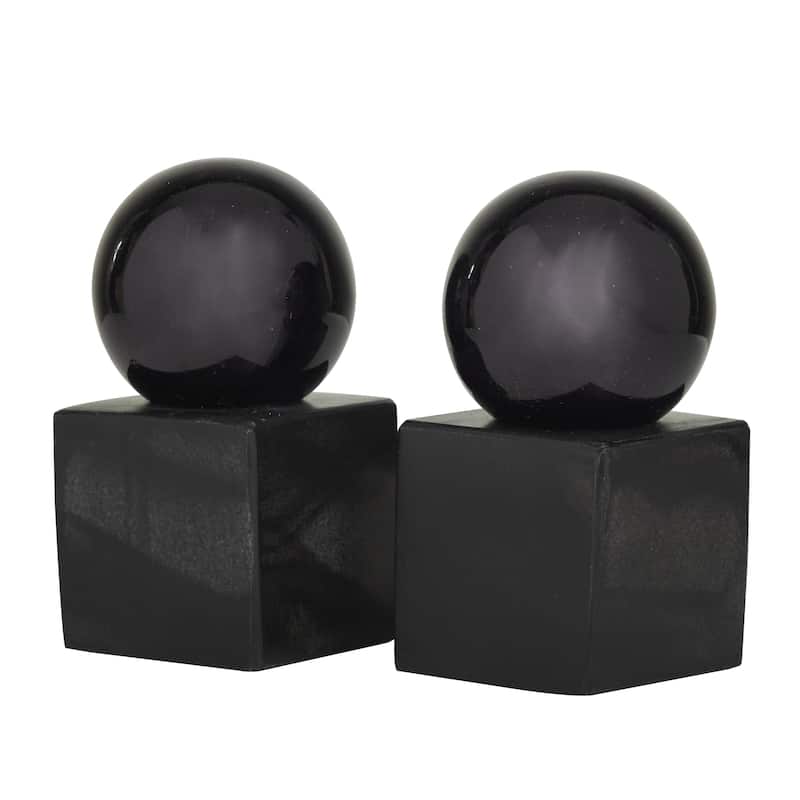 Marble Orb 7 or 10 lbs Decorative Bookends - Set of 2 Silver, Gold, Black - CosmoLiving by Cosmopolitan