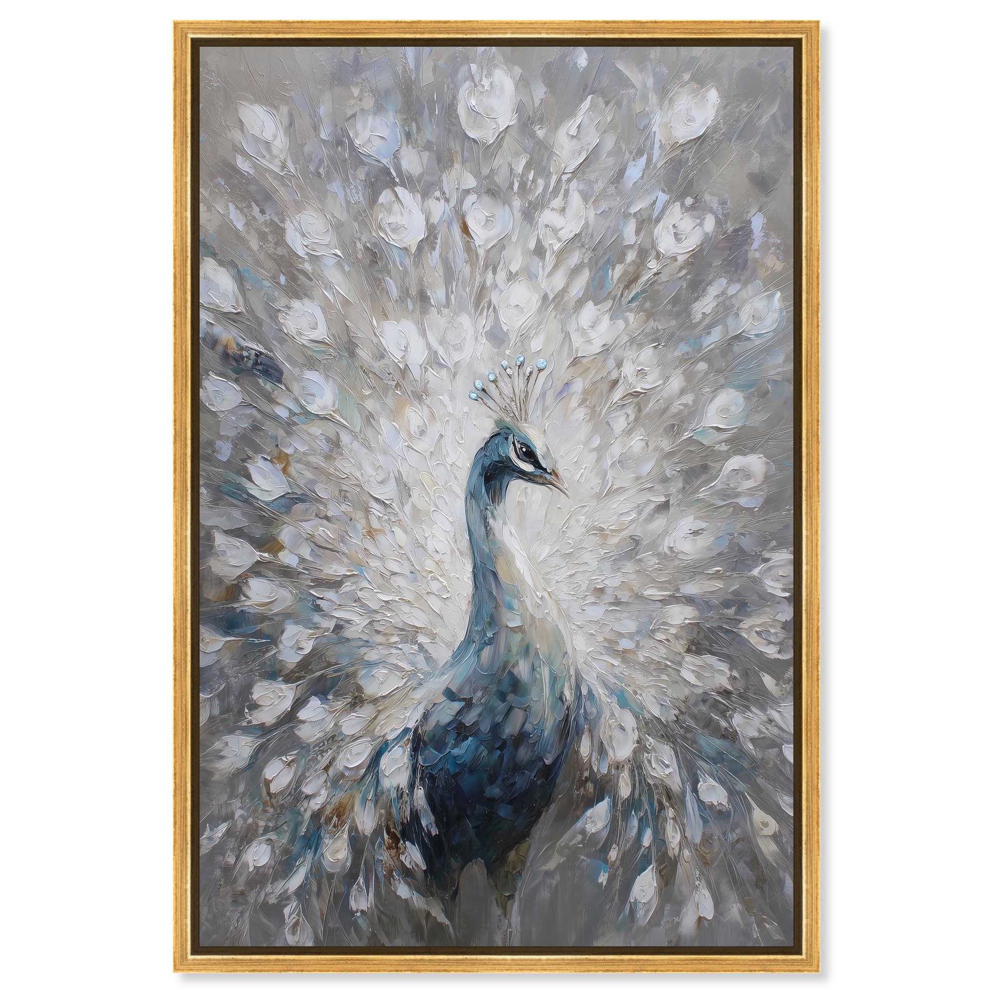White Peacock II Vintage Wall Decor Canvas Print by Art Remedy