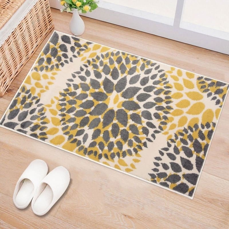 World Rug Gallery Modern Floral Circles Area Rug - 2' x 3' - Yellow - Runner/Rectangle