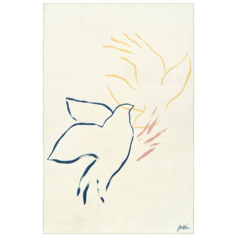 Abstract Flock, Hand Washable Art Area Rug, power-loomed, 100% polyester, 2mm pile, non-slipping back