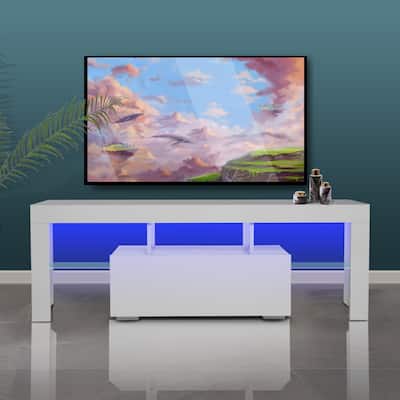 Morden TV Stand With LED Lights And Drawer