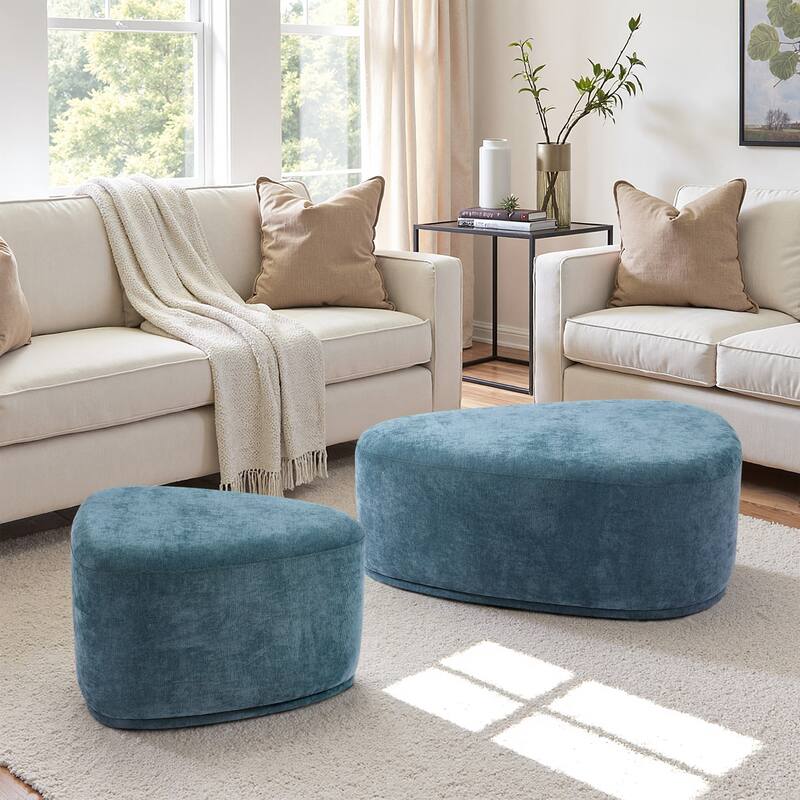 Leon 26"/43" W Chenille Triangle Cocktail Ottoman Set