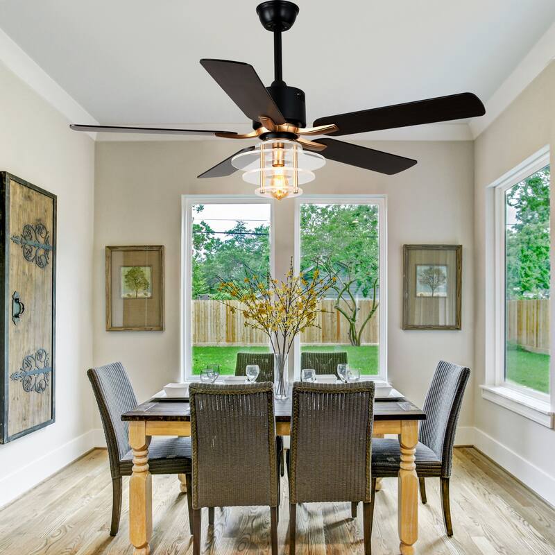 Bella Depot 52" Modern Ceiling Fan with Light and Remote 6-Spped Reversible Fan