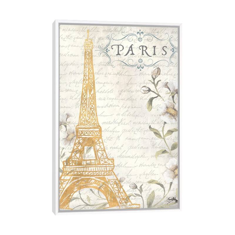 iCanvas "Golden Paris I" by Elizabeth Medley Framed Canvas Print - White - 40x26