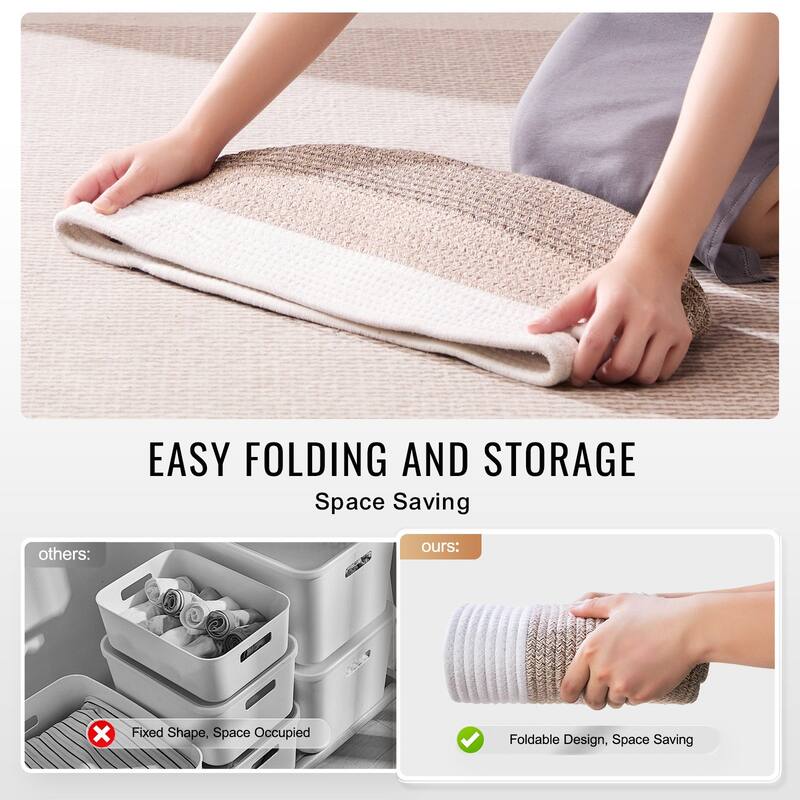 Cotton Rope Storage Baskets Set of 3 Woven Organizers for Home Use - 15 x 10 x 9 in