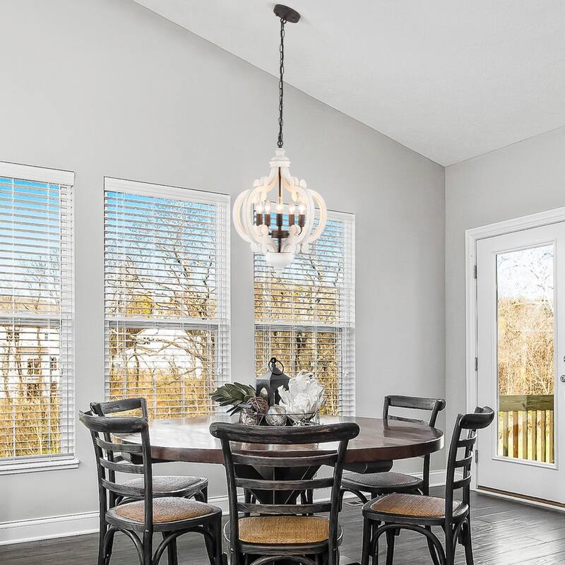 5-Light W17.71" x H78.74" Rustic Lantern Chandeliers for Dining Room
