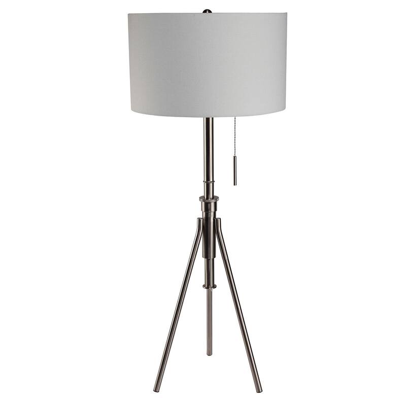 Vintage Look 1pc Floor Lamp Brushed Steel Tripod Legs Unique High Lamp Pull Switch 57"H