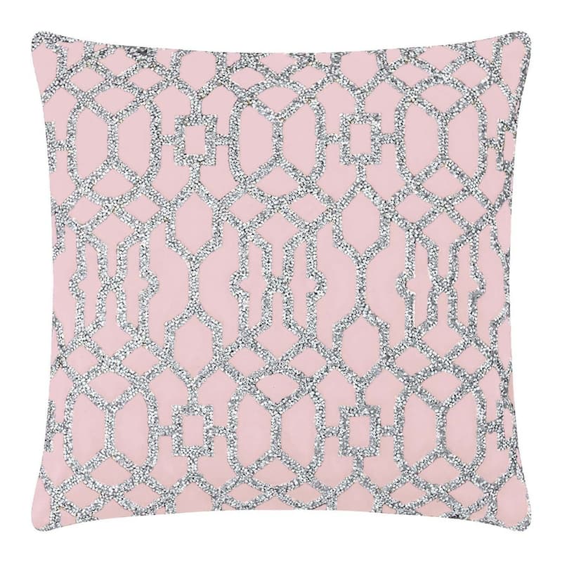Sparkles Home Rhinestone Lattice Laser Cut Pillow - 16x16 - Blush