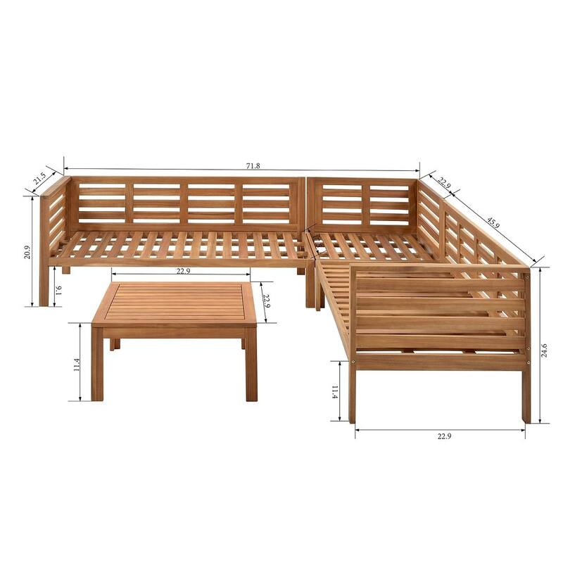 4 PCS Exotic design acacia wood outdoor sofa set