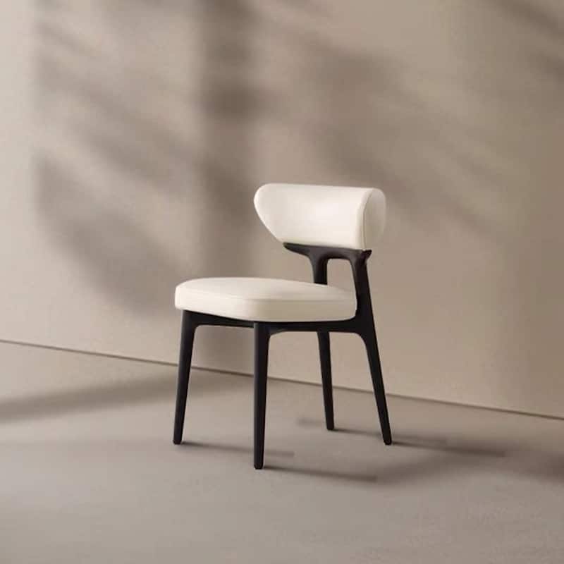 Faux Leather Dining chairs,Black Solid Wood, Beige Faux Leather, Set of 2, Not Assembled need