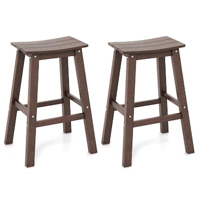 Gymax 29'' Patio Bar Stool Set of 2 w/ Curved Seat & Footrests for