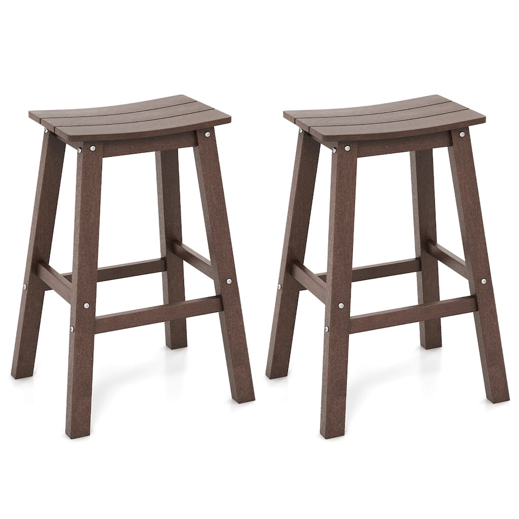Gymax 29'' Patio Bar Stool Set of 2 w/ Curved Seat & Footrests for