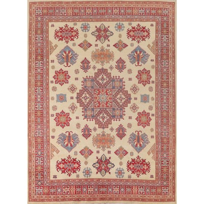 Beige Geometric Kazak Rug Handmade Oriental Wool Carpet - 8'2"x 10'2"