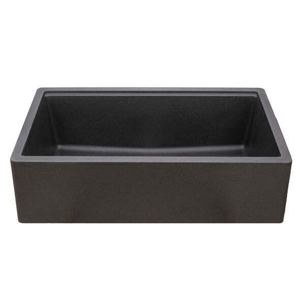 Titan Farmhouse Granite Composite 33 in. Single Bowl Kitchen Sink in Black with Cutting-Board and Strainer