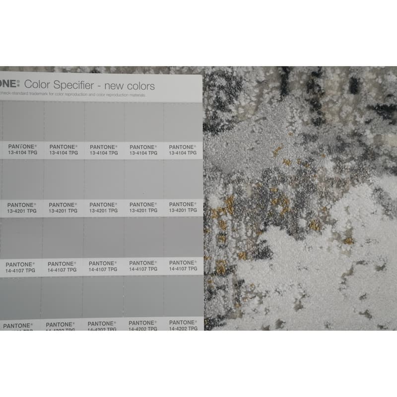 Machine Made Oriental Polyester Carpet Abstract Greys & Charcoal Distressed Area Rug - 7' 5'' X 5' 2''