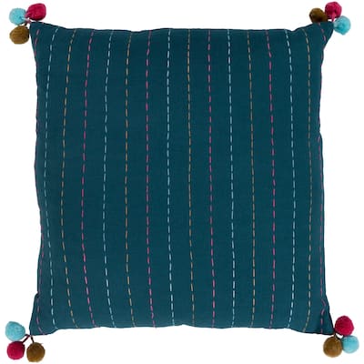 Artistic Weavers Viriato Striped Teal Feather Down or Poly Filled Throw Pillow 22-inch