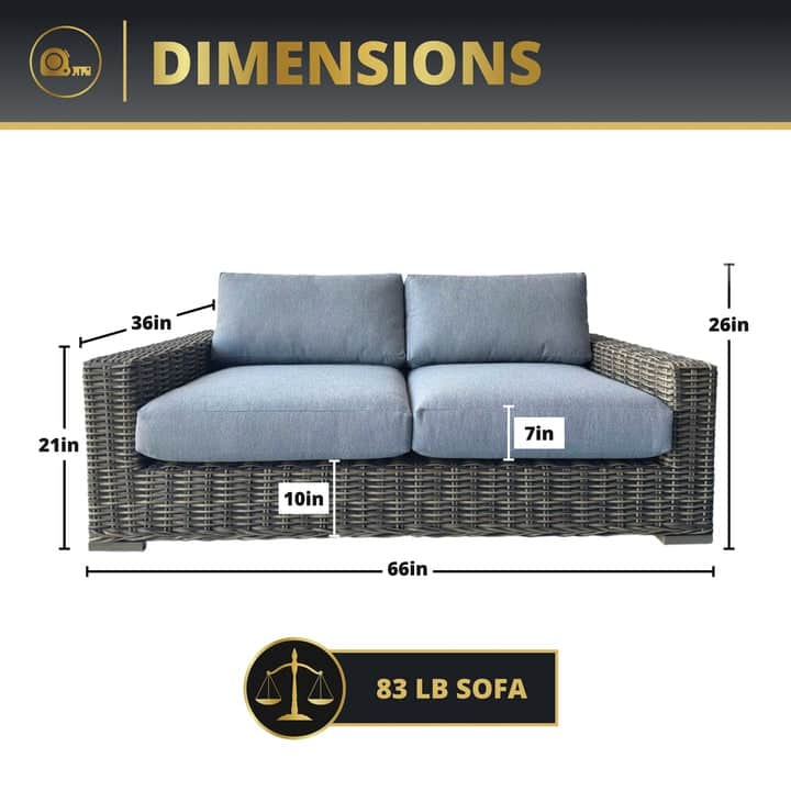 Kinger Home Ella Outdoor Loveseat, Handwoven Wicker Patio Couch