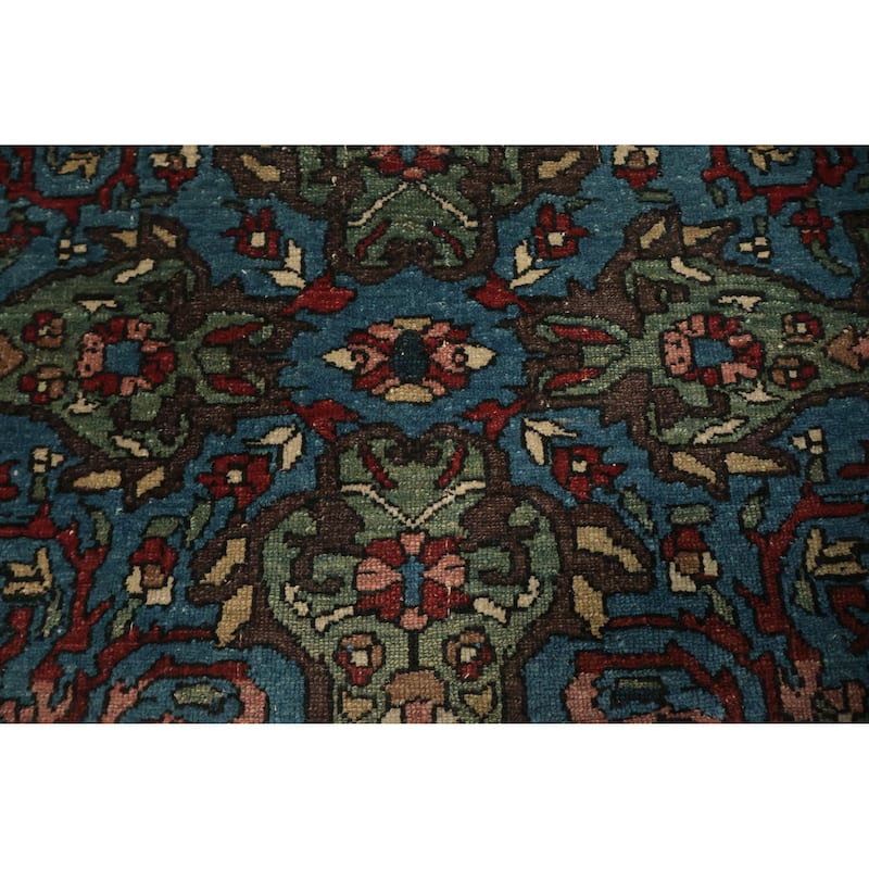 Hand Knotted Oriental 100% Wool Carpet Traditional Floral Navy Blue & Blues Bakhtiari Area Rug - 6' 6'' X 5' 2''
