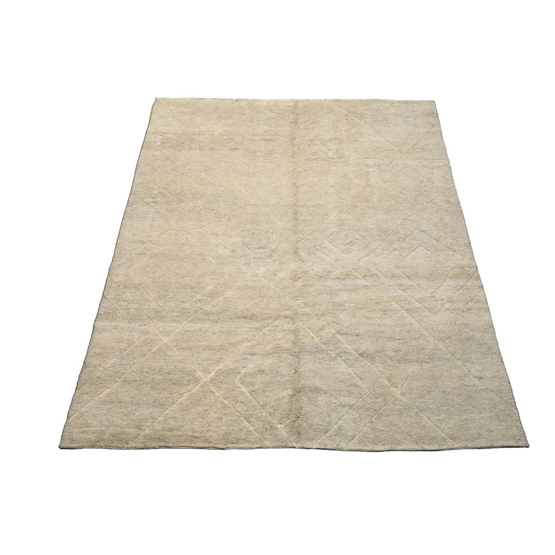 8x10 Tibetano Hand Knotted Wool Beige Moroccan Modern & Contemporary Rug - 8' x 10'