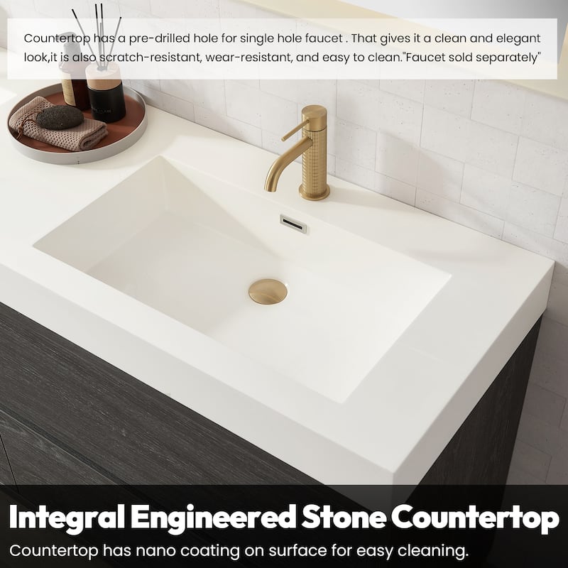 Huesca Bath Vanity with Composite Integral Sink Top without Mirror