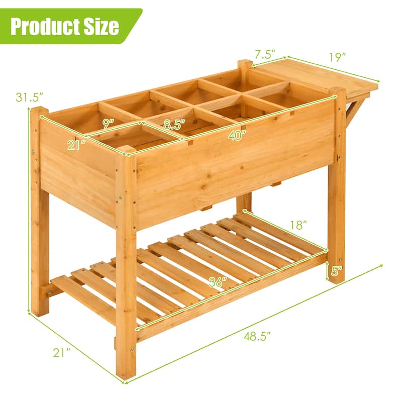 Planter Raised Bed Elevated Raised Garden Box with 8 Grids