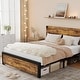 preview thumbnail 18 of 23, Full/Queen/King Size Metal Bed Frame with 4 Storage Drawers and Wood Headboard King - With 4 Drawers
