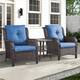 Option Brown Rattan Blue Cushion