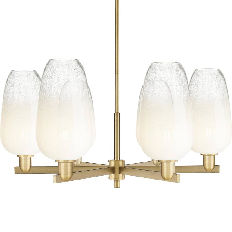 Innovations Lighting 716-6CR-17-24 Brookhaven Flute Chandelier - Brushed Brass / Opal