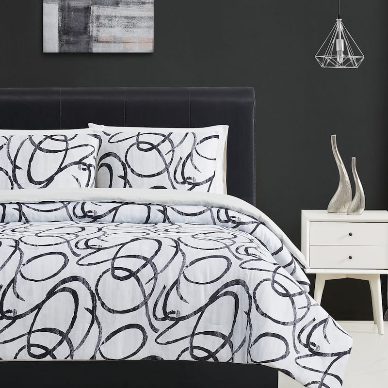 Christian Siriano NY® Mimic Black and White Duvet Cover Set