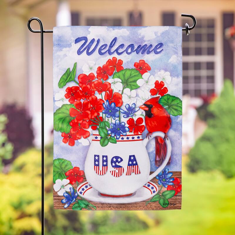 Floral Cardinal Suede Garden Flag