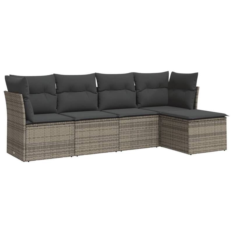 vidaXL Garden Sofa Set Grey PE Rattan, Powder-Coated Steel Large - 21.7 x 21.7 x 14.6