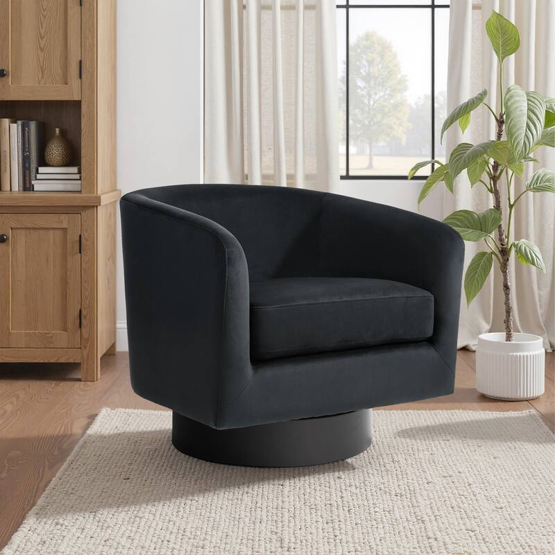UIXE 360° Swivel Barrel Accent Chair Velvet Armchair For Living Room