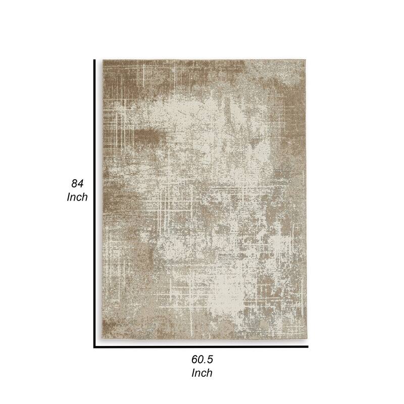 Lae 5 x 7 Medium Area Rug, Machine Woven Abstract Art Design, Brown Gray - 5 x 7