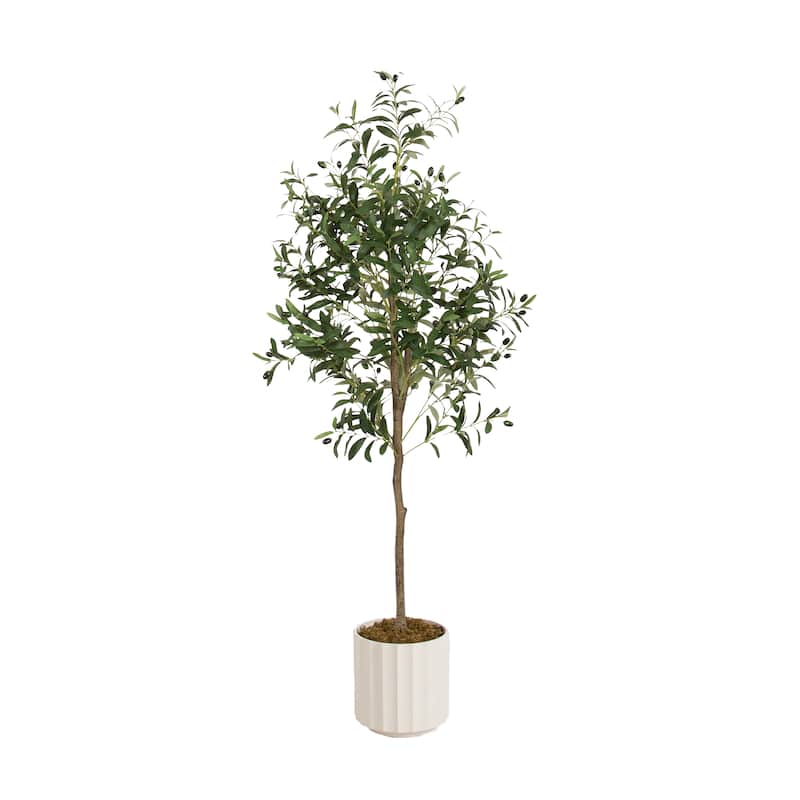 Kate and Laurel Oliveira Faux Olive Tree - 5ft - White