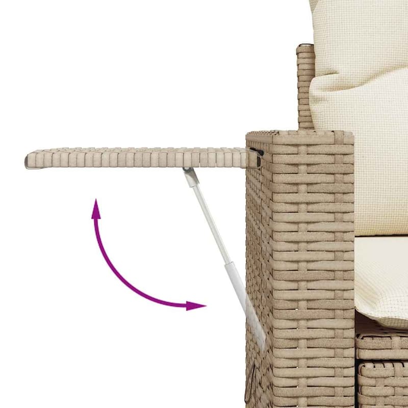 vidaXL Patio Sofa Set with Cushions Outdoor Furniture 8 Piece Poly Rattan - 21.7 x 39.4 x 28.7 in